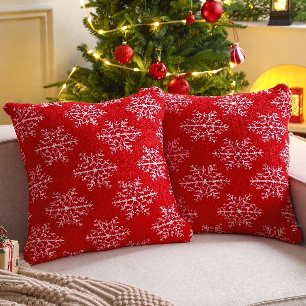 6088 Christmas Pillow Covers 18x18 Inch Set of 2 Soft Cozy Xmas Decoration